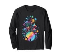 Psychedelic Mushroom Skull Vibe Nature Lover Music Bluegrass Manga Larga
