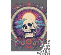 Psychedelic Skull Art Print Puzzle Imposible,desafío para Adultos Juego Educativo 1000 Piezas Obra De Arte De Juego De para Adultos Y Niños 38x26cm/1000pcs
