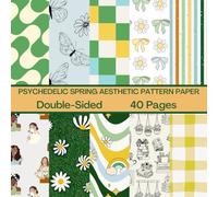 Psychedelic Spring Aesthetic Scrapbook Paper 40 Pages 20 Sheets: Double Sided Pattern Paper for Scrapbooking, Card Making, Origami, DIY and More