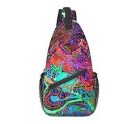 Psychedelic Trippy Sling Bag Crossbody Mochila para Hombres Mujeres, Gimnasio Ajustable Deporte Viajes Senderismo Ciclismo Caminar Mochila