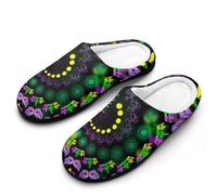 Psychedelic Vortex Mardi And The Gras - Pantuflas de casa para hombre, para interiores y exteriores, con suela de goma, Estilo:, 47 1/3 EU