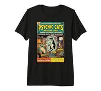 Psychic Cats Edgy Alternative Aesthetic 1950s Comic Cover Camiseta Premium