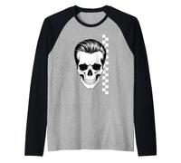 Psychobilly Punk Hair - Engrasador de Calavera para Halloween Camiseta Manga Raglan