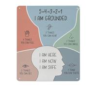 Psychological Grounding Method Tin Sign Vintage Metal Wall-Art Peaceful Calm Decor For Therapist Office Counseling Room 8 X 12 inch