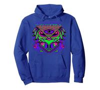 Psytrance Hoodie, Trippy, Techno, Rave Owl, EDM, Psicodélico Sudadera con Capucha, Unisex para Adultos, Azul Real, L