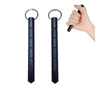 PTAHAN 2 Pcs Self Defense Keychain Set,Portable Metal 2-pack of keychain, aluminum Blunt Force in Black