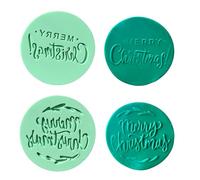 PTaizjjz 2 Cortadores de Galletas de Navidad, Redondos de Acrílico, Diseño 3D para Hornear y Decorar, Feliz Navidad