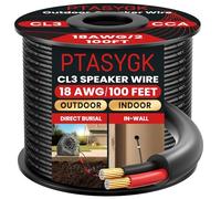 PTASYGK Cable de altavoz 18/2 para exteriores, cables de altavoz de entierro directo CL3 CL2 de 100 pies, cable CCA resistente a los rayos UV para sistemas de audio de jardín, patio, piscina