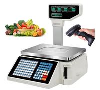 PtaTritious Balanza Digital Profesional, Bascula Comercial con Ticket, Báscula Digital de Alta precisión con Doble Pantalla, para supermercado, Tienda minorista, pesaje de almacén Machine+Gun