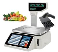 PtaTritious Balanza Digital Profesional, Bascula Comercial con Ticket, Báscula Digital de Alta precisión con Doble Pantalla, para supermercado, Tienda minorista, pesaje de almacén Machine+Gun+cashbox