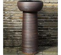 PTBMSE Fregadero de pedestal independiente para hotel, lavabos de baño, lavabos hechos a mano, arcilla de caolín con agujero de instalación de drenaje, juego de 2 piezas, size_name, juego de 2 piezas