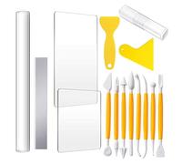 Ptdfjspt Juego de Herramientas de AlfareríA de 15 Piezas, Piedra, PláStico, Arcilla, Cuchillo para Tallar, Hoja, AcríLico SóLido, Tablero para Frotar Arcilla DIY