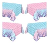PTECDROTS 4 manteles de sirena, manteles rectangulares de sirena, manteles desechables para fiestas de niñas, fiestas bajo el mar, baby shower, suministros de fiesta de sirena, 130 x 220 cm