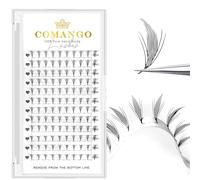 Pteris - Extensiones de pestañas de anime con trozos de manga, abanicos de pestañas rizadas C/D, con forma de pluma, pestañas naturales de cómic de 0.07 mm, pestañas dividuales prefabricadas (negro