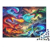 Pterosaur Adult Challenging Puzzle Games Colorful Fantasy Dragons for Women, Gifts for Men Age 14 Years Up 52x38cm/1000pcs