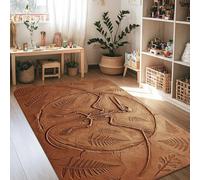 Pterosaur Alfombra de área, natural, rústico, helecho, fósil, marrón, antideslizante, alfombra rectangular para sala de estar, dormitorio, debajo de la cama, decoración de apartamento, 4 x 6 pies