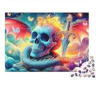 Pterosaur Extra Thick Cardboard Decoración del cráneo del dragón Jigsaw Puzzle Adults Stress Relief Indoor Activity Gift for Teen Puzzle Enthusiasts 12 18 Years 52x38cm/1000pcs