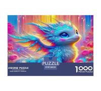 Pterosaur Puzzle De 1000 Piezas Rompecabezas Para Adultos Rompecabezas 1000 Piezas Para Adultos Colorful Winged Blue Dragon in Vibrant Setting Para Amantes O Amigos Rompecabezas Imposable 38x26cm/1000