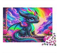 Pterosaur Puzzle Imposible,desafío for Adults Colorful Baby Dragon in Vibrant Flowery Setting Entretenimiento Creativo 1000 Piezas Obra De Arte De Juego De para Adultos, Regalos A Partir De 14 Años 5