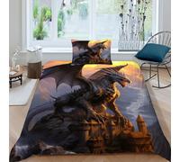 pterosaurioioioioio Funda De Edredón Behemoth 3D Microfibra Ropa De Cama 1 Fundas De Almohada, para Adolescentes Y Niños, Decoración del Dormitorio Single（135x200cm）