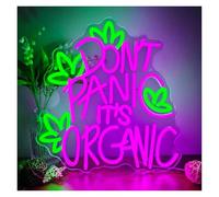 PTHEN Decoración Lámparas Don't Panic It's Organic Letrero De Neón Luz LED Regulable Para Dormitorio Sala De Juegos Hombre Cueva Café Decoración De Pared Lámpara USB 40cmx39.5cm