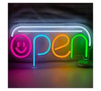 PTHEN Decoración Lámparas Letrero De Neón ABIERTO, Letrero Comercial De Neón, Letrero De Tienda Para Bares Y Decoración, Brillo De Luz Ajustable 22x42cm
