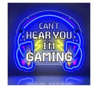 PTHEN Decoración Lámparas Letrero De Neón Can't Hear You I'm Gaming Auriculares Para Jugadores Luz Para Dormitorio De Niño Zona De Juegos Cueva Para Hombre 33cmx28.7cm