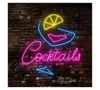 PTHEN Decoración Lámparas Letrero De Neón CocktailsPara Bar, Decoración De Pared Para Fiestas, Letrero De Bienvenida Para Negocios, Restaurantes, Clubes, Tiendas, Lámparas 38cm
