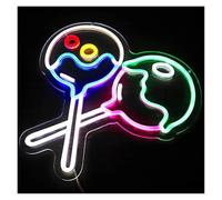 PTHEN Decoración Lámparas Letrero De Neón Con Forma De Piruleta Derretida, Luz De Neón Para Decoración De Pared, Fiesta De Cumpleaños De Candy Land, Guardería 32x35cm