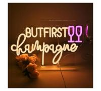 PTHEN Decoración Lámparas Letrero De Neón Con Letras But First Champagne Para Decoración De Pared De Hogar Bar Fiesta Cocina Cueva De Hombre Pub Boda Graduaciones 42cmx24cm