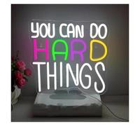 PTHEN Decoración Lámparas Letrero De Neón Con Letras You Can Do Hard Things, Luz Regulable Para Dormitorio, Librería, Aula, Club, Fiesta 31x33cm