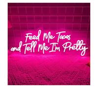 PTHEN Decoración Lámparas Letrero De Neón Dame Tacos Y Dime Que Soy Bonita Letrero De Neón Tienda De Tacos Luces De Neón Restaurante De Comida Rápida 55x21cm