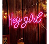 PTHEN Decoración Lámparas Letrero De Neón Hey Girl Con Alimentación Por USB, Luz Interior - Decoración De Pared Estética Para El Hogar,35cmх18.4cm