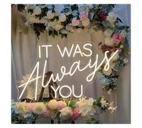 PTHEN Decoración Lámparas Letrero De Neón It Was Always You Con Luz Regulable Para Dormitorio Boda Compromiso Cumpleaños Decoración De Pared Alimentación USB 40cmx23.5cm