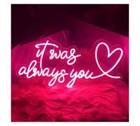 PTHEN Decoración Lámparas Letrero De Neón It Was Always You Para Boda, Propuesta De Matrimonio, Fiesta, Habitación De Hotel, Dormitorio, Confesión, Decoración De Pared 50cmх25cm(Rojo)