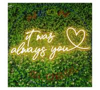 PTHEN Decoración Lámparas Letrero De Neón It Was Always You Para Boda, Propuesta De Matrimonio, Fiesta, Habitación De Hotel, Dormitorio, Confesión, Decoración De Pared 50cmх25cm(Warm White)