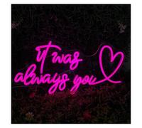 PTHEN Decoración Lámparas Letrero De Neón It Was Always You Para Boda, Propuesta De Matrimonio, Fiesta, Habitación De Hotel, Dormitorio, Confesión, Decoración De Pared 50cmх25cm(Rosa)