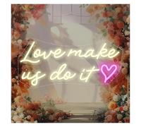 PTHEN Decoración Lámparas Letrero De Neón Love Makes Us Do It Para Decoración De Pared, Boda, Hogar, Compromiso, Propuesta De Matrimonio, Fiesta 42x20cm(UN)