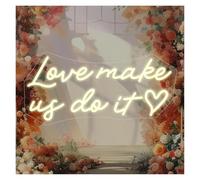 PTHEN Decoración Lámparas Letrero De Neón Love Makes Us Do It Para Decoración De Pared, Boda, Hogar, Compromiso, Propuesta De Matrimonio, Fiesta 42x20cm(C)