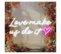 PTHEN Decoración Lámparas Letrero De Neón Love Makes Us Do It Para Decoración De Pared, Boda, Hogar, Compromiso, Propuesta De Matrimonio, Fiesta 42x20cm(Segundo)