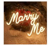 PTHEN Decoración Lámparas Letrero De Neón Marry Me, Luz De Neón Alimentada Por USB, Adecuado Para Decoraciones De Pared De Dormitorio, Día De San Valentín 25X40.64cm