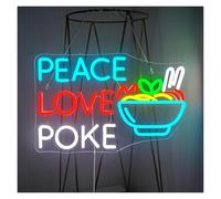PTHEN Decoración Lámparas Letrero De Neón Ramen Peace Love Poker Art, Letrero Iluminado Para Pared, Decoración De Habitación, Tienda De Comida, Restaurante, Hotel, Bar 43x28cm