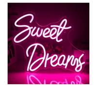 PTHEN Decoración Lámparas Letrero De Neón Sweet Dreams Lámpara Con Alimentación USB, Ideal Para Bodas, Fiestas, San Valentín, Bodas, Dormitorios, Decoración De Pared, 38cmх32cm(UN)
