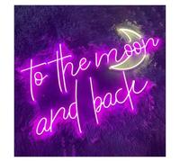 PTHEN Decoración Lámparas Letrero De Neón To The Moon And Back Adecuado Para Decoración De Pared De Estudio, Luz De Neón(UN,40CM)