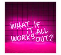 PTHEN Decoración Lámparas Letrero De Neón What If It All Works Out Para Decoración De Pared, Letras Rosas, Luces, Decoración De Habitación, Dormitorio, Fiesta 40.5x21.5cm