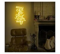 PTHEN Decoración Lámparas Letrero De Neón You Can Go Your Own Way Con Luz Regulable USB Para Bar Hogar Dormitorio Club Sala De Música Decoración De Pared 40cmx20cm(Orange,Blue,Green,Silver,Black)