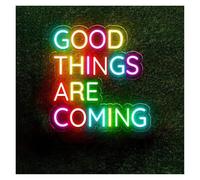 PTHEN Decoración Lámparas Letrero Neón Buenas Cosas Que Vienen, Luces Neón Playa Verano Alimentadas Por USB, Decoración De Vibraciones Letreros De Neón Iluminados(50CM)