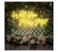 PTHEN Decoración Lámparas Letreros De Neón Con Letras De Brillo Ajustable Y Alimentación Por USB Que Dicen Will You Marry Me?, Adecuados Para Decoración De Fiestas(I,60CM)