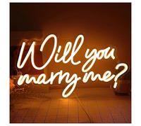 PTHEN Decoración Lámparas Letreros De Neón Con Luz Comercial Will You Marry Me? Alimentados Por USB, Brillo Ajustable Luces De Neón De 24.5cmx40cm(UN)