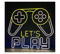PTHEN Decoración Lámparas Letreros De Neón Para Jugar A Juegos Con Alimentación Por USB Y Brillo Ajustable Con Letras Let's Play Adecuadas Para Decoración De Clubes 50cmx40cm